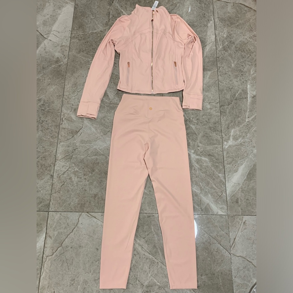 lululemon athletica Blush Pink Bomber Jacket & High-Waist Leggings Set